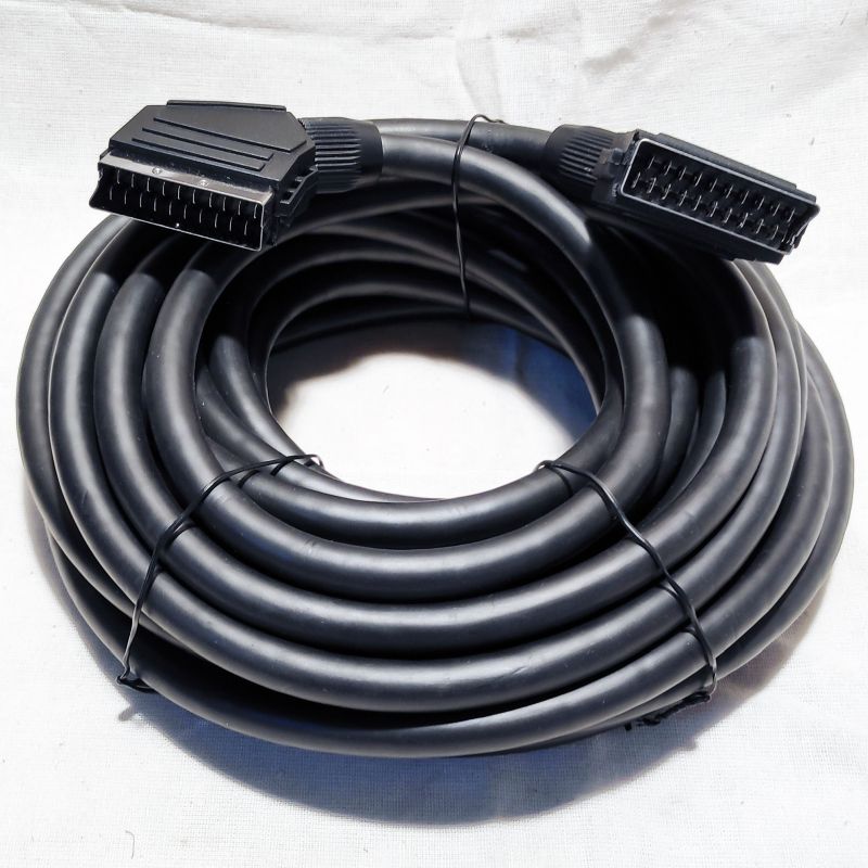 кабель SCART 21p вилка --- SCART 21p вилка, 21 провод, экран,  5 метров