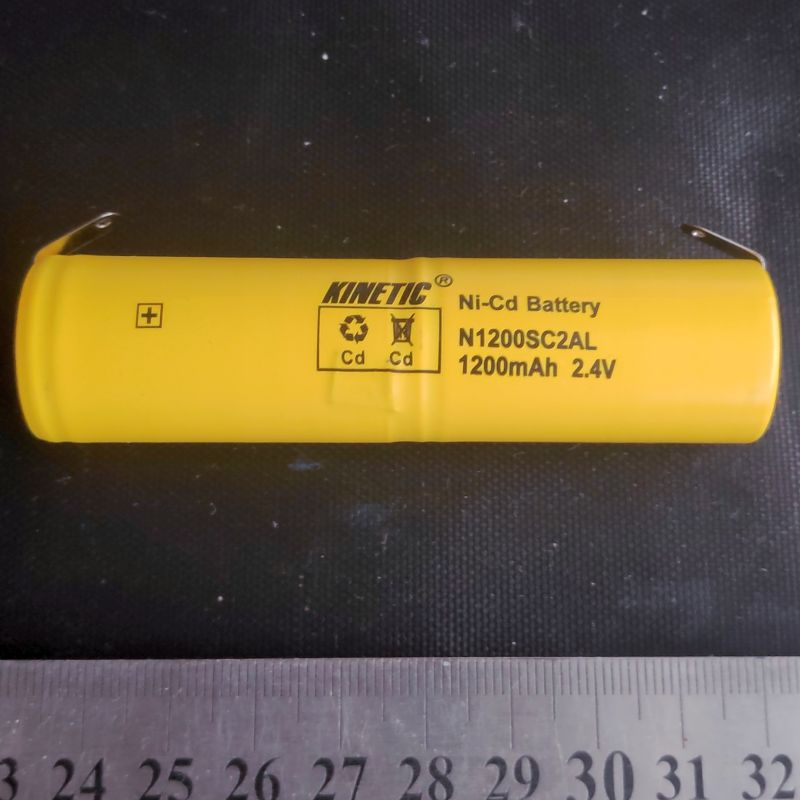 аккумулятор 2.4V 1200mAH NiCd с выводами, 23*86mm, сборка 2 х SubC