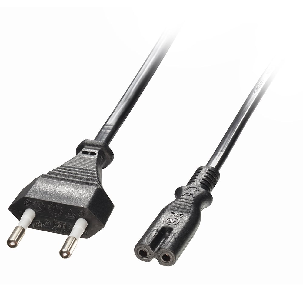 кабель электропитания Euro 2 pin plug - IEC60320-C7(8-form), 1.8м, черный