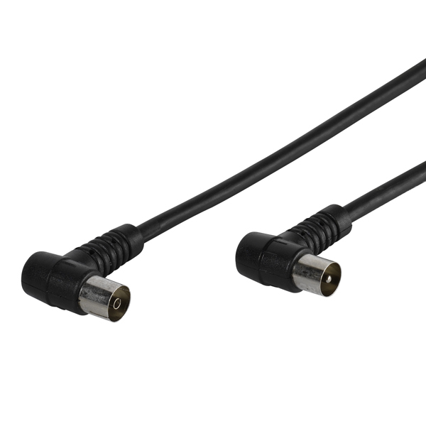 кабель антенный коаксиальный вилка(coax) - розетка(coax),  2.5 метра, Г-образные разъемы, цвет черный
