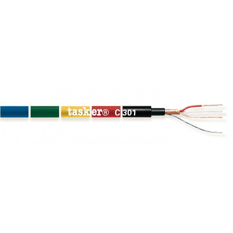 кабель микрофонный эластичный, бескислородная медь 2*0.22 мм2, цвет зеленый, проф, 1метр, Tasker C301-GREEN
