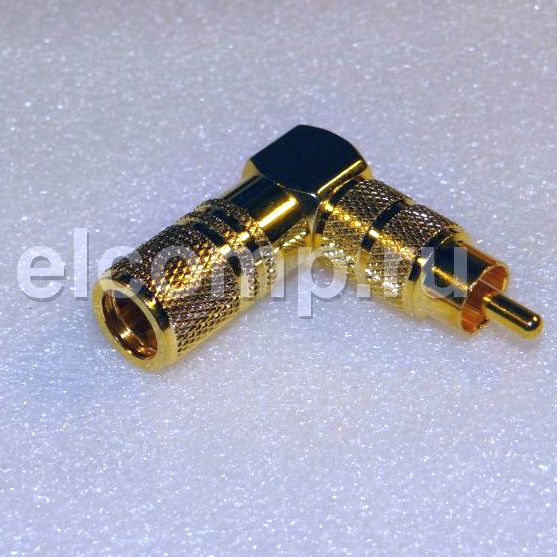 разъем RCA вилка/папа на кабель 7mm, позолоченные контакты, корпус металл, Г-образный