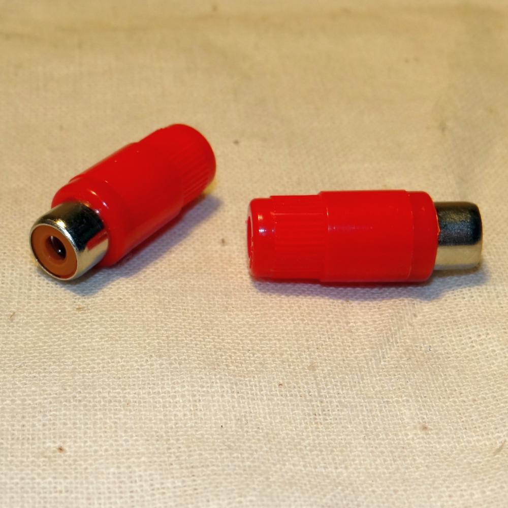 разъем RCA розетка/мама на кабель, корпус пластик, цвет красный, Lumberg KTO1R