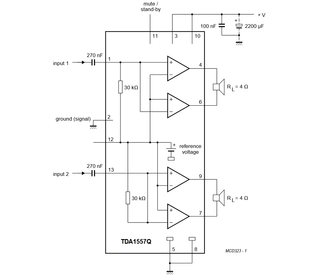 Tda7057aq схема усилителя мощности характеристики