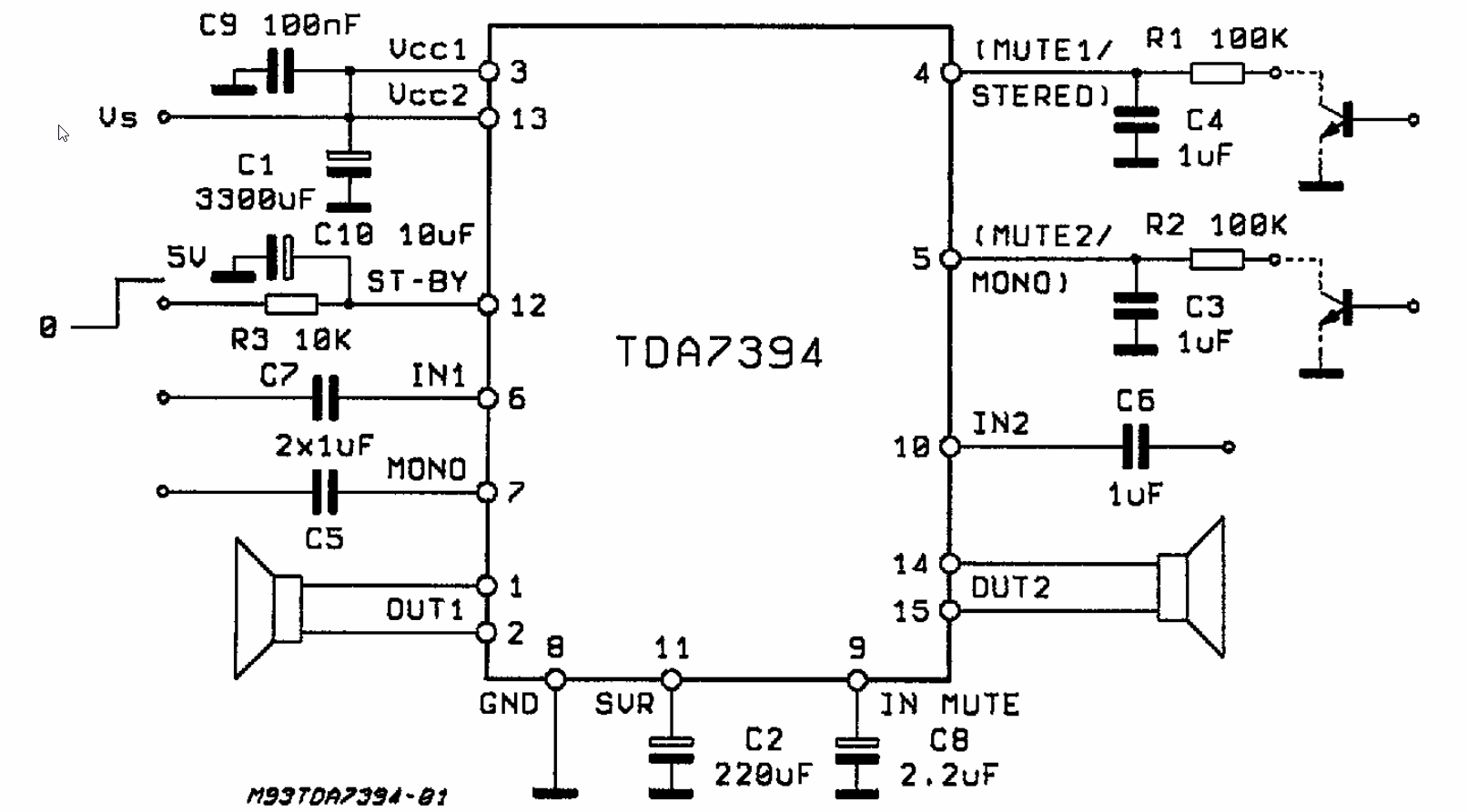 Унч на тда. Усилитель на tda7393. Схема усилителя мощности на микросхеме tda7384. Схема усилителя мощности 2.1. Tda7497 схема усилителя.